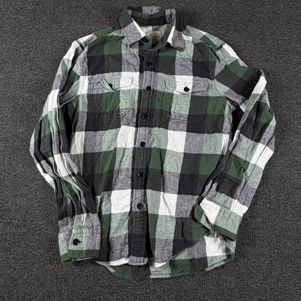 American Eagle Shirt Mens S Flannel Green Plaid Button Down EUC
